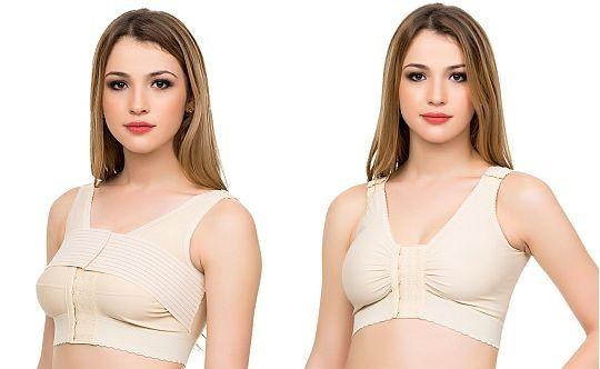 How to properly put on compression underwear after mammoplasty? 5 compression bra with tape after mammoplasty